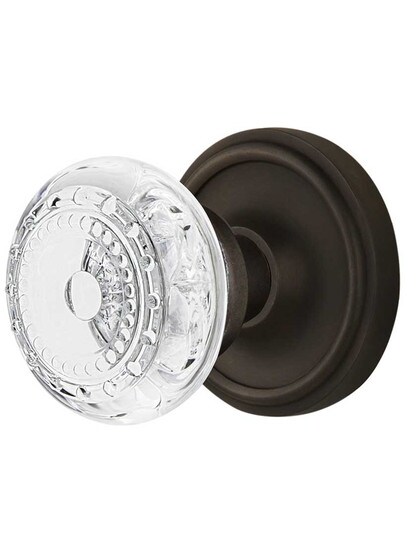 Classic Rosette Door Set with Meadows Crystal-Glass Knobs - 2 3/4 in Oil-Rubbed Bronze.